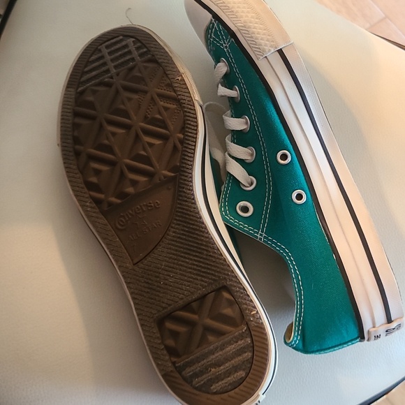 Converse Low-Top Canvas Sneakers in Teal and White - Picture 5 of 6